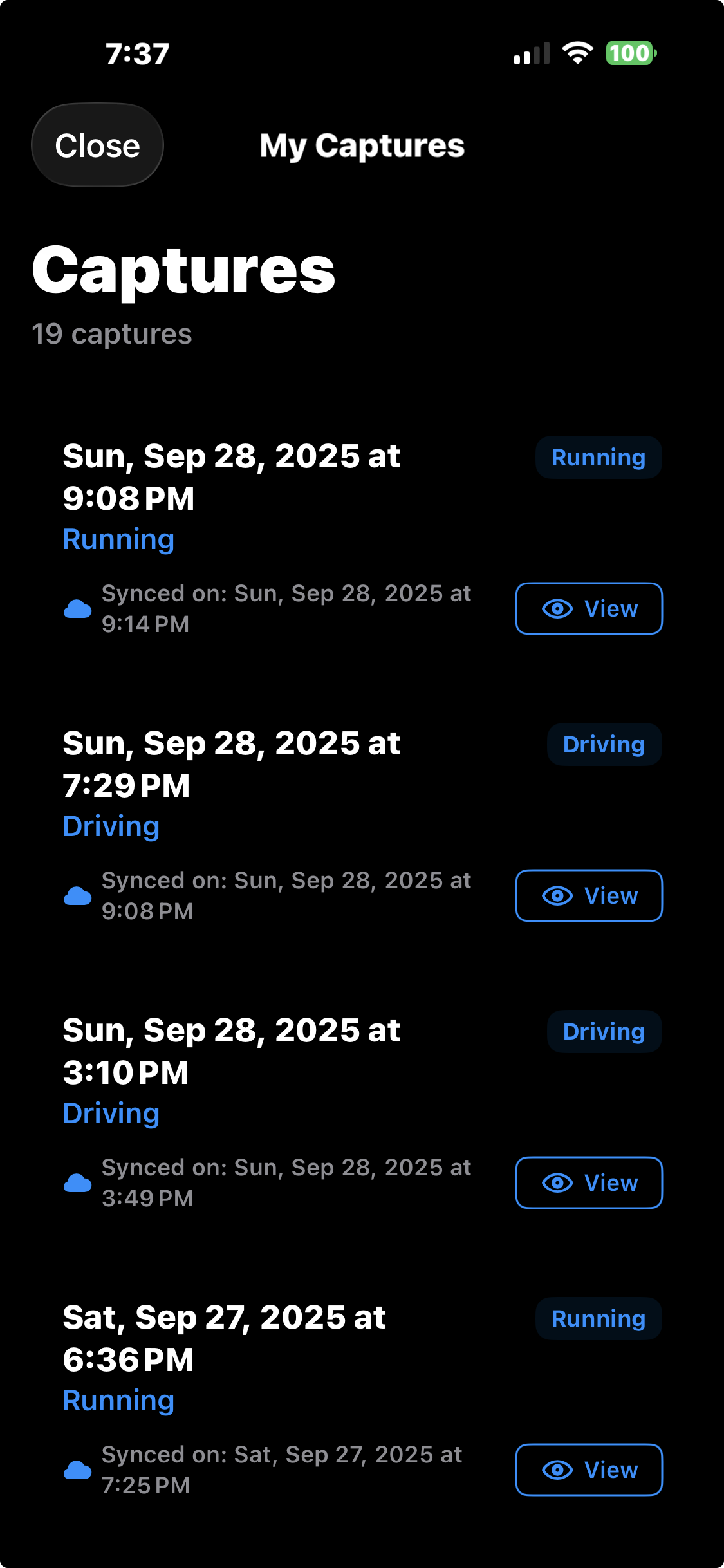 Screenshot of Conquest History list showing multiple past captures