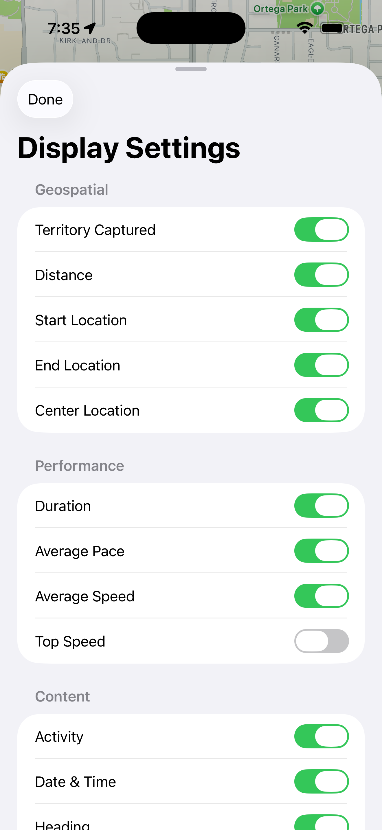 Screenshot of capture settings showing toggles for share card customization