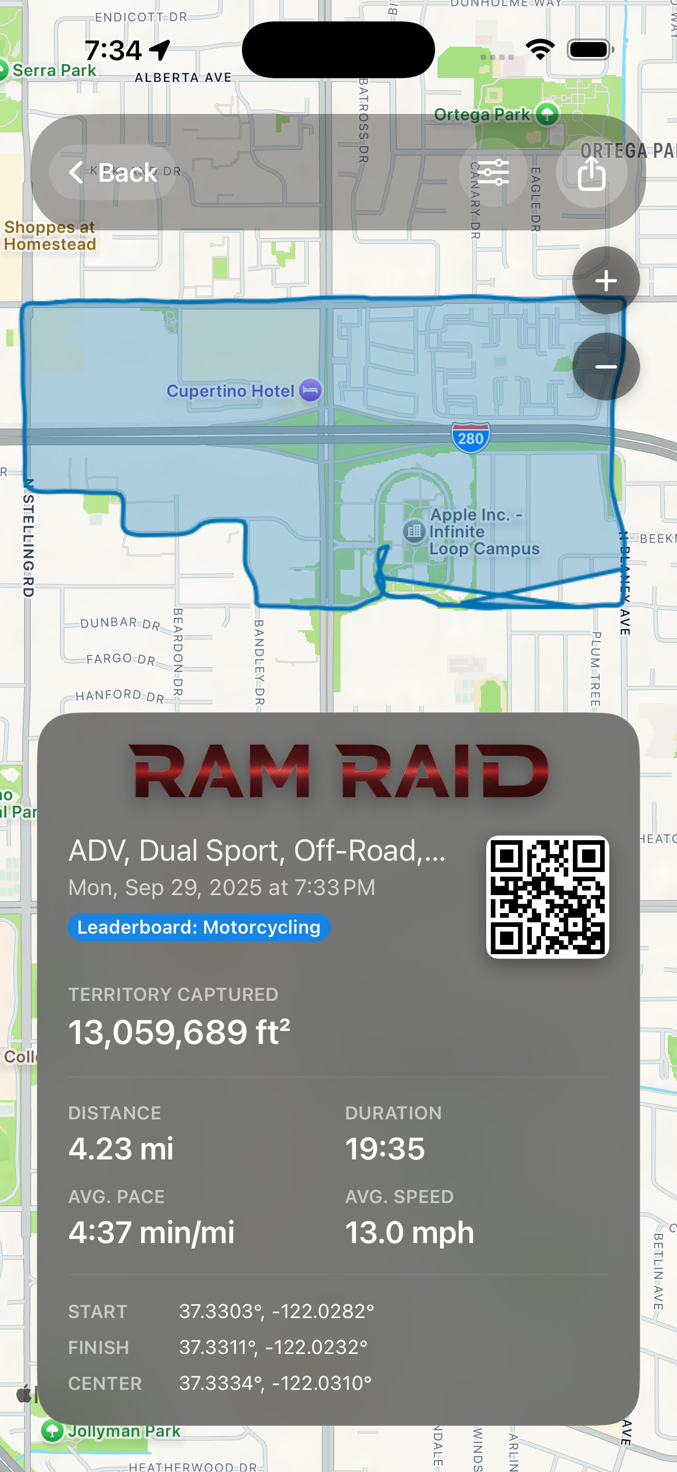 Screenshot of completed capture summary with map and statistics